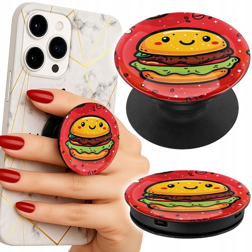 Uchwyt do telefonu Popsocket na palce/stojak SŁODKI UŚMIECHNIĘTY BURGER na Arena.pl