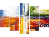 70 100CM OBRAZ 5 ELEM TĘCZOWA ABSTRAKCJA DRUK PŁÓTNO