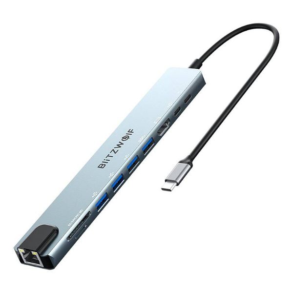 Stacja dokująca Blitzwolf BW-TH5 10w1 USB-C (srebrny) zdjęcie 1