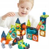 KLOCKI MAGNETYCZNE DLA DZIECKA KONSTRUKCYJNE 3D EDUKACYJNE TOR KULKOWY