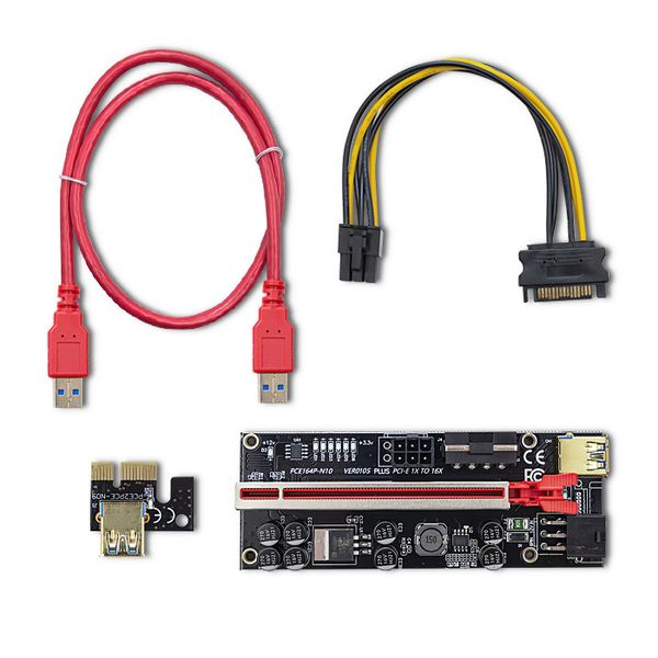 Qoltec Riser PCI-E 1x - 16x | USB 3.0 | ver. 010S | SATA/ PCI-E 6 pin zdjęcie 1
