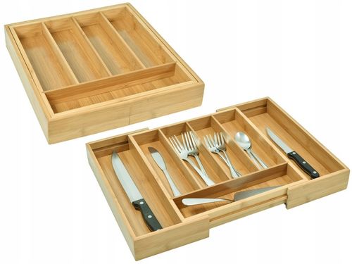 WKŁAD DO SZUFLADY NA SZTUĆCE BAMBUSOWY DREWNIANY ORGANIZER ROZSUWANY na Arena.pl