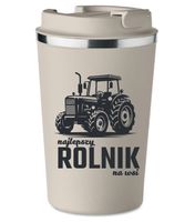KUBEK TERMICZNY Premium beżowy prezent TRAKTOR dla ROLNIKa dzień KT_455_b