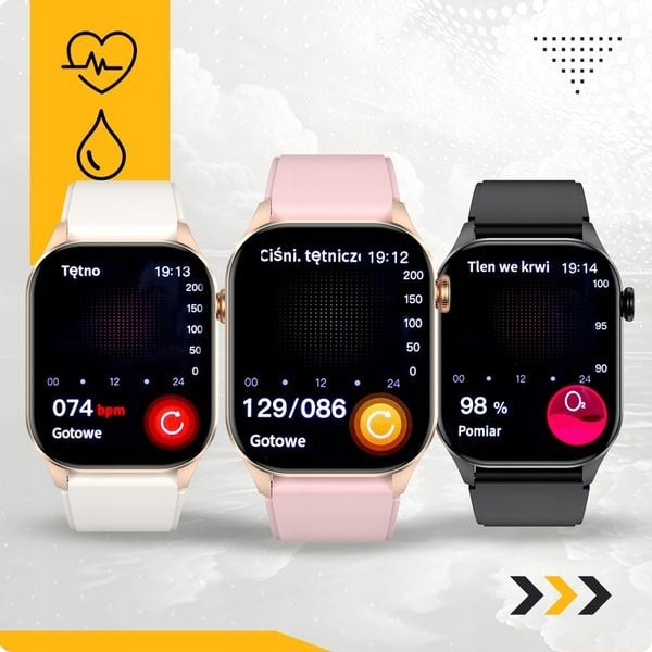 SMARTWATCH DAMSKI POMIAR GLUKOZY CIŚNIENIE KROKI MENU PL ROZMOWY 2 PASKI zdjęcie 2