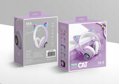 Słuchawki dla dzieci Kotki Bluetooth LED RGB Wrzosowe na Arena.pl