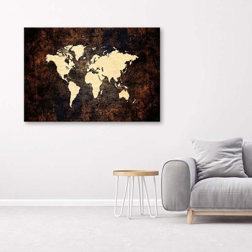 Obraz na płótnie, Brązowa mapa świata 100x70 na Arena.pl