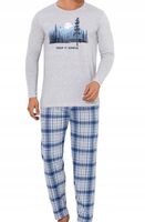 Piżama męska klasyczna na prezent długi rękaw długie spodnie bawełna M