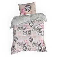 Pościel bawełniana KID 140x200 biała różowa czarna skater gamer girl