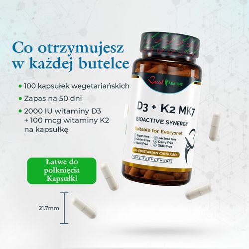 Witamina D3 2000IU K2 MK7 100mcg Max wsparcie systemu immunologicznego na Arena.pl
