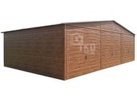 Garaz blaszany 9x6m 3x brama uchylna drzwi  dach dwuspadowy TKD268