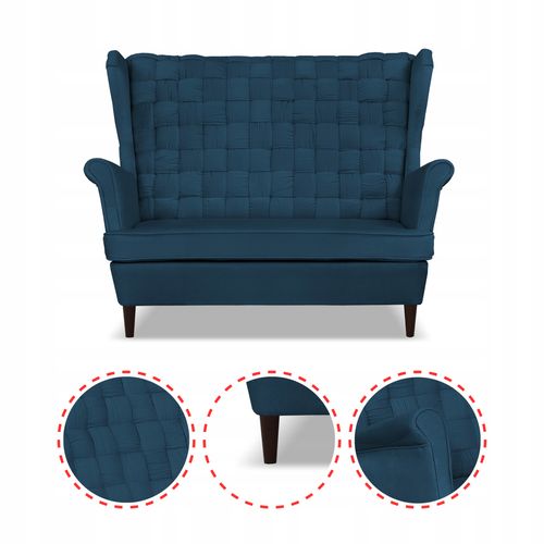 Zestaw wypoczynkowy Carol sofa fotele paski Family Meble granatowy na Arena.pl