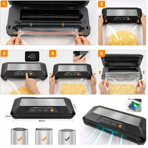 Zgrzewarka próżniowa Pakowarka żywności Automatyczna Roczny zapas folii 26m zdjęcie 7