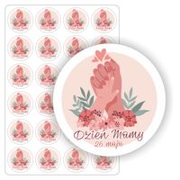NAKLEJKI etykiety etykietki DZIEŃ MAMY upominek kwiaty 24szt. 5cm
