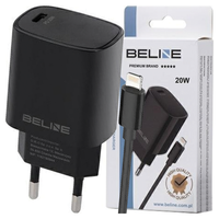 beline ład. siec. 1x usb-c 20w + kabellightning czarna /black pd 3.0