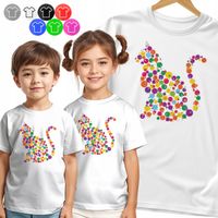 KOSZULKA DZIECIĘCA T-Shirt - NA DZIEŃ KROPKI KROPKOWY KOT KOTY - 134 M