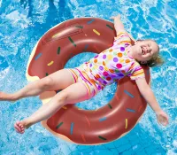 Koło Dmuchane Donut Brązowy 90Cm Duży Materac Do Pływania Wody Na Basen Dla