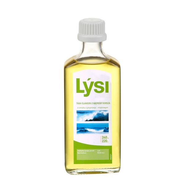 Tran Lýsi cytrynowo-miętowy islandzki OMEGA 3 DHA EPA witaminy A D E 240 ml zdjęcie 2