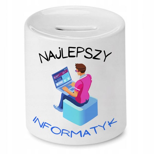 Skarbonka Informatyka Najlepszy Informatyk Prezent Z Nadrukiem Ze Zdjęciem zdjęcie 1