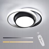 LAMPA SUFITOWA PLAFON LED BIAŁY+CZARNA OKRĄGŁY SALONU ŚCIEMNIALNA+PILOT 32W
