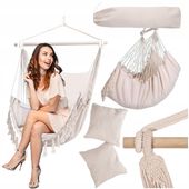 FOTEL WISZĄCY OGRODOWY BRAZYLIJSKI BUJANY HUŚTAWKA HAMAK KOKON + 2