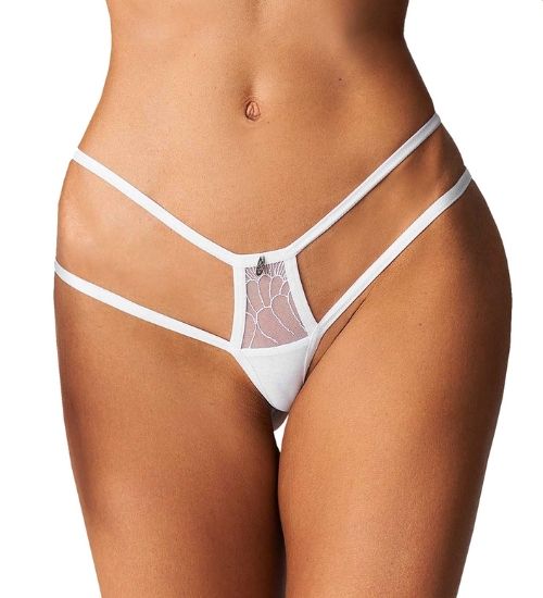 Białe stringi z haftowaną koronka S/M zdjęcie 1