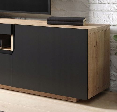 Szafka RTV czarna mat+dąb Artisan Wisząca i stojąca Odyn na Arena.pl