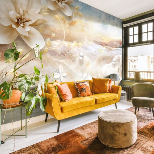 Fototapeta Ścienna Kwiaty PERŁY Marmur Abstrakcja 270cm x 180cm na Arena.pl