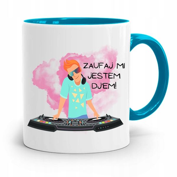 Dla Dja Muzyka Kubek Błękitny Zaufaj Mi Jestem Z Nadrukiem Ze Zdjęciem zdjęcie 1