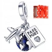 Charms zawieszka SAMOLOT podróże srebrny charms s925 + PUDEŁKO Gratis