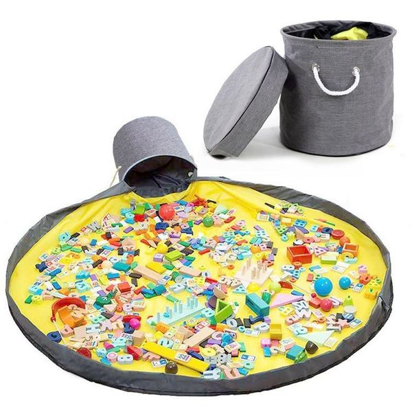 Kosz na zabawki DIXI szary z matą na klocki zabawki zdjęcie 10