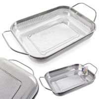 Duży Cedzak Kuchenny Prostokątny Durszlak Sitko Nierdzewny do Odcedzania