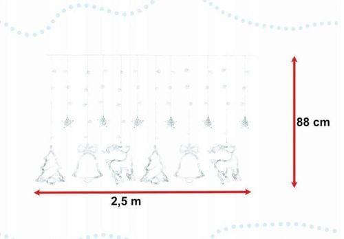 LAMPKI CHOINKOWE ŚWIĘTA GIRLANDA CHOINKI RENIFER DZWONKI LED CIEPŁE 2.5m na Arena.pl