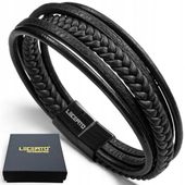 LECERTO SKÓRZANA BRANSOLETKA PLECIONA MĘSKA PREMIUM RZEMIEŃ SKÓRA