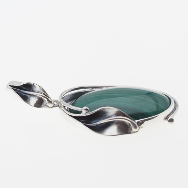 Zawieszka z owalnym malachitem w srebrze oksydowanym zdjęcie 5