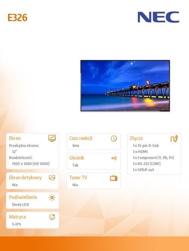 NEC 32" E326 S-IPS 1920x1080 350cd/m2 na Arena.pl