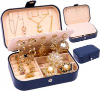 Organizer Pudełko Szkatułka Na Biżuterię kuferek  E14_Granatowy