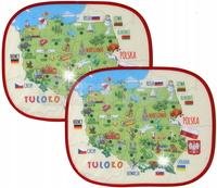 Osłona Przeciwsłoneczna 2 szt. MAPA POLSKI Zestaw Osłonek na Szybę Tuloko