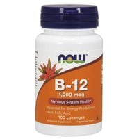 NOW FOODS Witamina B12 1000 mcg i Kwas Foliowy 100 mcg do ssania (100 tabl.