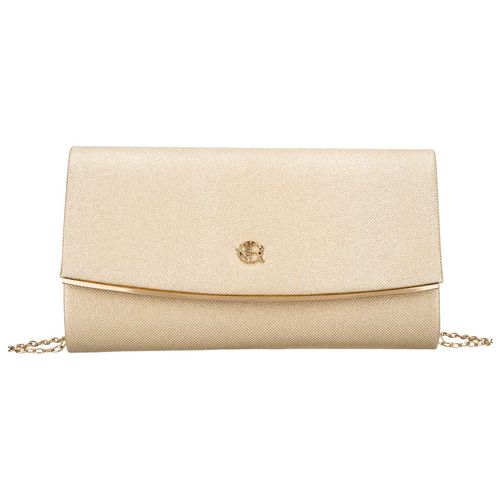 wizytowa, złota torebka damska wykonana z tkaniny syntetycznej zamykana na Arena.pl