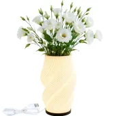 Lampka stołowa z wazonem na kwiaty dekoracyjna 2 w 1 led rgb pilot lampa
