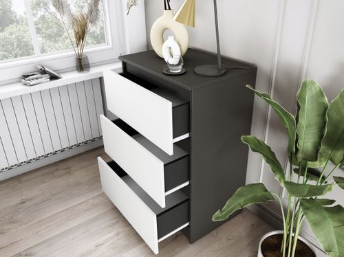 Komoda Do Salonu Sypialni 3 Szuflady 80 Zoe Biała Czerwony Połysk na Arena.pl