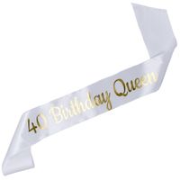 Biała szarfa 40 Birthday Queen