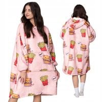 KOC BLUZA Oversize Gruba KOCOBLUZA 2w1 XXL Wzór KOTOBURGER Futrzak