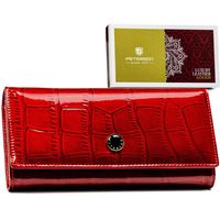 pojemny, czerwony portfel damski ze zwierzęcym tłoczeniem