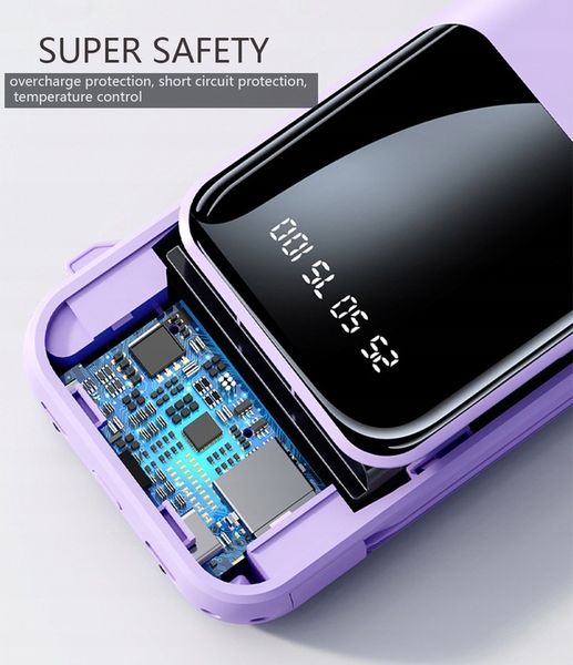 POWER BANK 10000MAH USB/USB-C QC PD WBUDOWANY KABEL Wyświetlacz cyfrowy zdjęcie 7