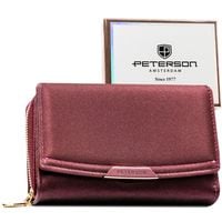 portfel damski ze skóry ekologicznej w fioletowym kolorze wyposażony