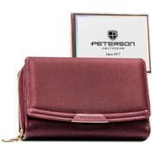 portfel damski ze skóry ekologicznej w fioletowym kolorze wyposażony