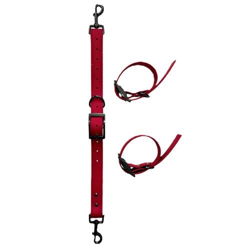 kajdanki na nogi bdsm z łącznikiem. regulowane, czerwone, do bondage. na Arena.pl