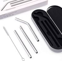 Słomki Wielorazowe ze Stali Nierdzewnej Zestaw