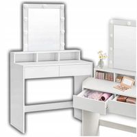 Toaletka biała lustro kosmetyczna oświetlenie 9 LED